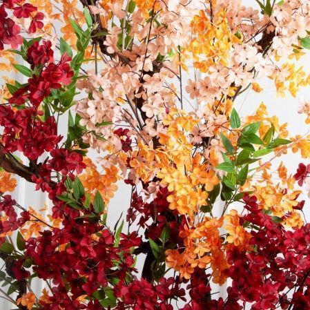 320/ОС/658/522(Пр)(F) Дерево искусственное интерьерное, пристенное h320см, красно-оранжевое