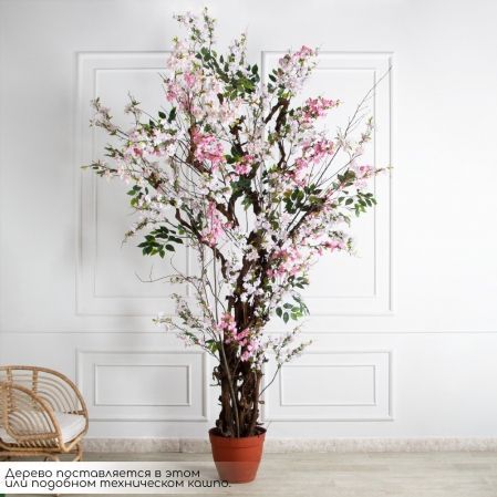 330/ОС/491/34/5170(Пр)(F) Яблоня искусственная пристенная h330см, бело-розовая