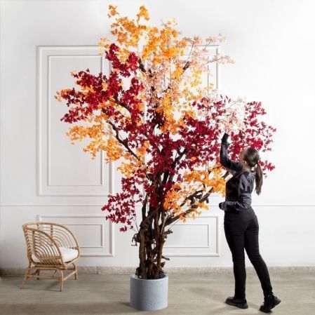 320/ОС/658(Пр)(F) Дерево искусственное интерьерное, пристенное h320см, красно-оранжевое