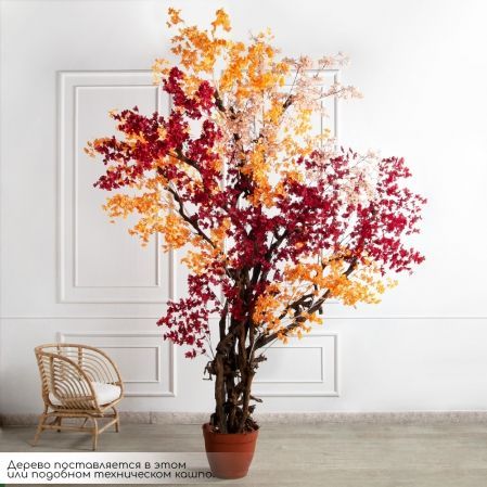 320/ОС/658(Пр)(F) Дерево искусственное интерьерное, пристенное h320см, красно-оранжевое