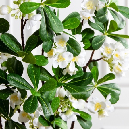 7141А/0287-0344/23(F) Ветка яблони искусственная h74см(4 соцветия) белая