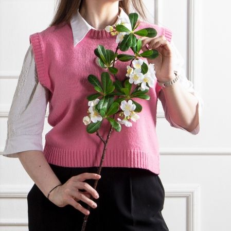 7141А/0287-0344/23(F) Ветка яблони искусственная h74см(4 соцветия) белая