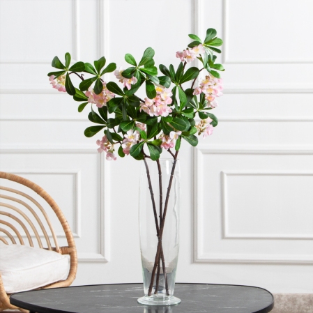 7141А/0287-0344/1(F) Ветка яблони искусственная h74см(4 соцветия) розовая