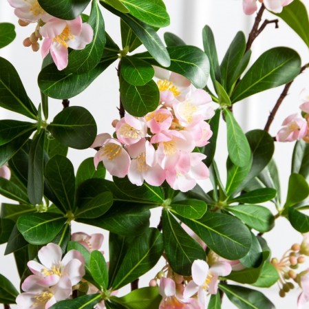 7141А/0287-0344/1(F) Ветка яблони искусственная h74см(4 соцветия) розовая