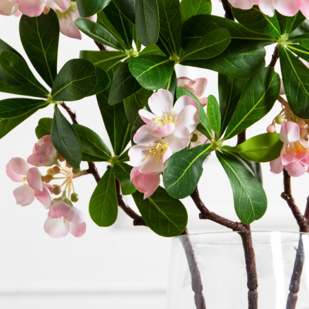 7141А/0287-0344/1(F) Ветка яблони искусственная h74см(4 соцветия) розовая