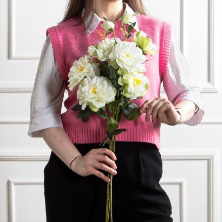 7141А/9122-0348/23(F) Гардения искусственная h72см 2головы 1бутон,белая