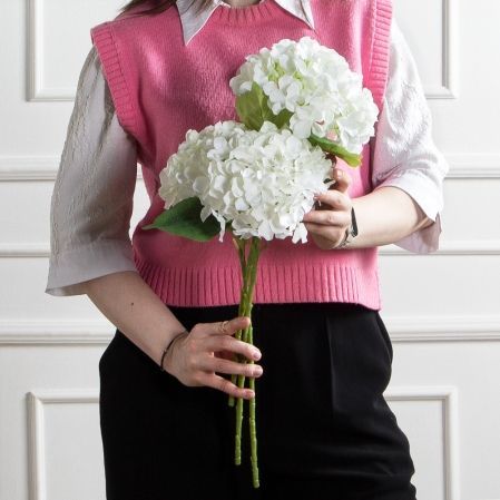 7141А/0108-0358/23(F) Гортензия искусственная h50см(голова 12см d18см) белая