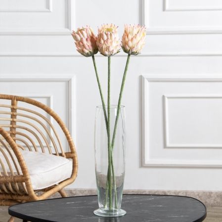 7141А/0287-0341/1(F) Протея искусственная h70см(голова 10см d7см) розовая