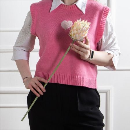 7141А/0287-0341/1(F) Протея искусственная h70см(голова 10см d7см) розовая 7141А/0287-0341/1(F) Протея искусственная h70см(голова 10см d7см) розовая