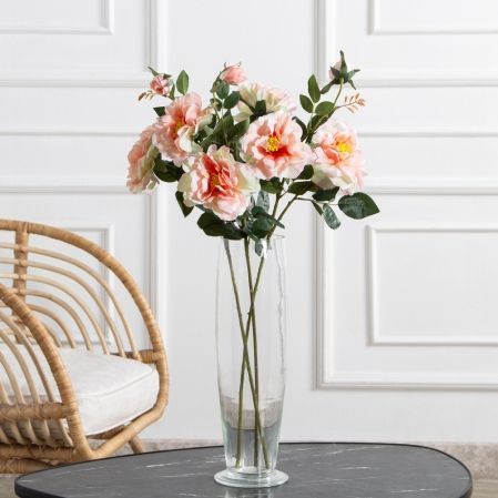 7141А/9122-0348/20(F) Гардения искусственная h72см 2головы 1бутон,бело-розовая