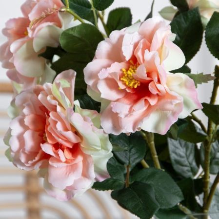 7141А/9122-0348/20(F) Гардения искусственная h72см 2головы 1бутон,бело-розовая