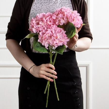 7141А/0108-0358/1(F) Гортензия искусственная h50см(голова 12см d18см) розовая