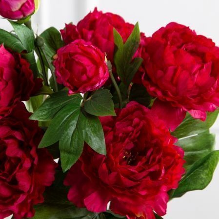 7141А/9122-0346/11(F) Пион искусственный h77см 2головы 1бутон,бордовый