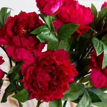 7141А/9122-0346/11(F) Пион искусственный h77см 2головы 1бутон,бордовый