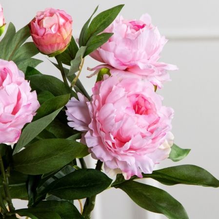 7141А/9122-0346/1(F) Пион искусственный h77см 2головы 1бутон,розовый