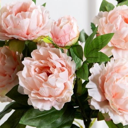 7141А/9122-0346/13(F) Пион искусственный h77см 2головы 1бутон,персиковый