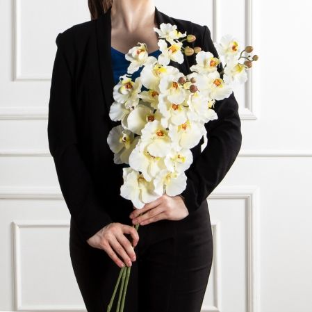 7141А/0287-0343/23(F) Орхидея искусственная h95см 9голов(латекс) белая