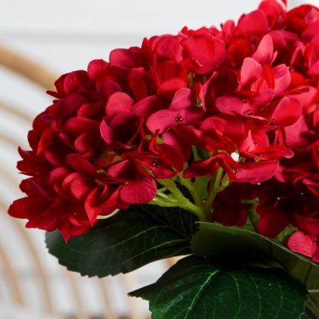 7141А/0108-0359/2(F) Гортензия искусственная h46см(голова 13см d16см) красная