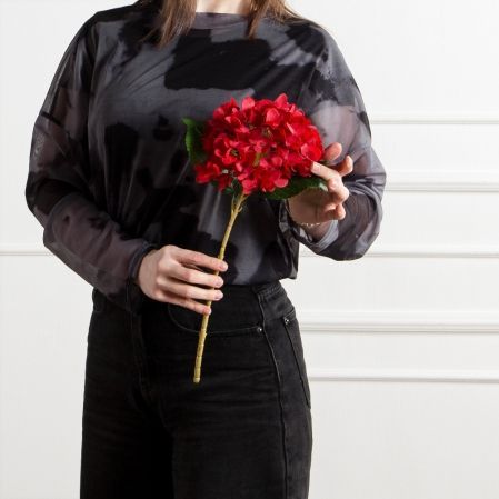 7141А/0108-0359/2(F) Гортензия искусственная h46см(голова 13см d16см) красная