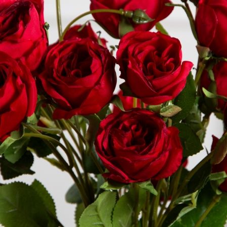 7141А/9122-0350/2(F) Роза кустовая искусственная h55см 7голов,красная