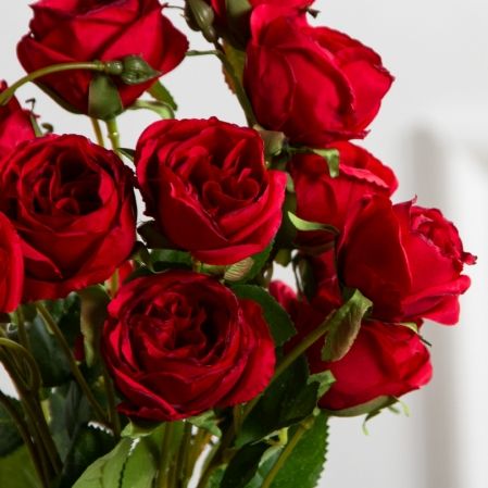 7141А/9122-0350/2(F) Роза кустовая искусственная h55см 7голов,красная