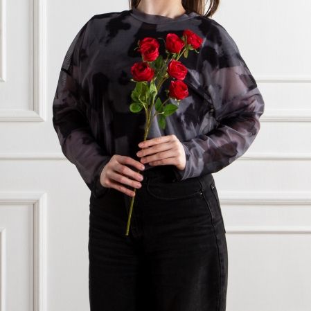 7141А/9122-0350/2(F) Роза кустовая искусственная h55см 7голов,красная