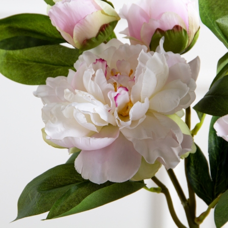 7141А/9122-0349/16(F) Пион искусственный h67см 1голова 2бутона,бело-сиреневый