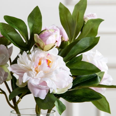 7141А/9122-0349/16(F) Пион искусственный h67см 1голова 2бутона,бело-сиреневый