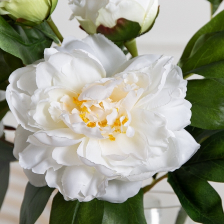 7141А/9122-0349/23(F) Пион искусственный h67см 1голова 2бутона,белый