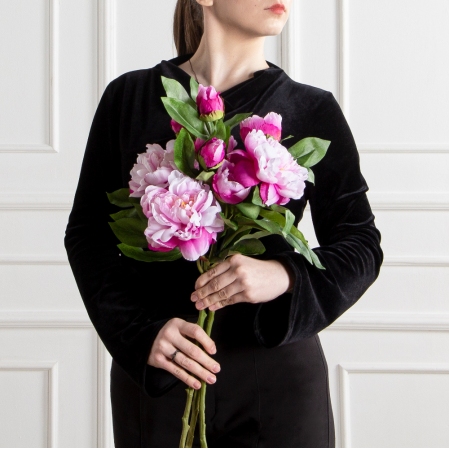 7141А/9122-0349/8(F) Пион искусственный h67см 1голова 2бутона,сиреневый