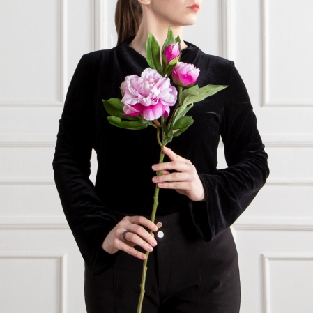 7141А/9122-0349/8(F) Пион искусственный h67см 1голова 2бутона,сиреневый