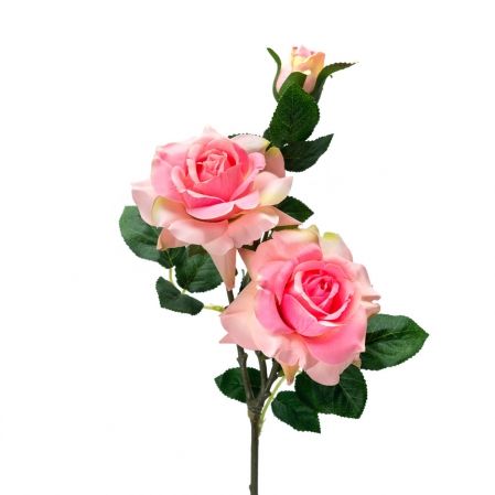 401/0046-1L Роза искусственная h-77см розовая (2г+1б)