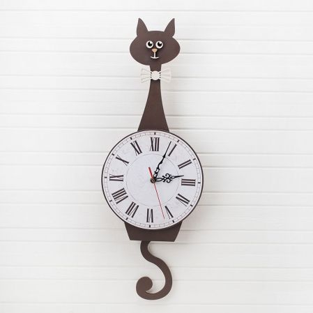 801М/02-2(Sale) Часы с маятником d-23 "Кот с бабочкой"