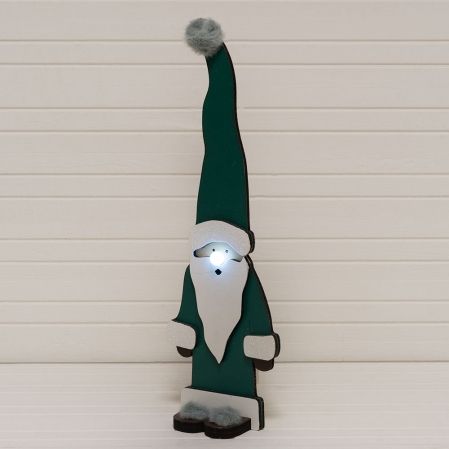 807/056-1(Sale) Декор "Дед Мороз с лампочкой" зеленый (14,5*45см)
