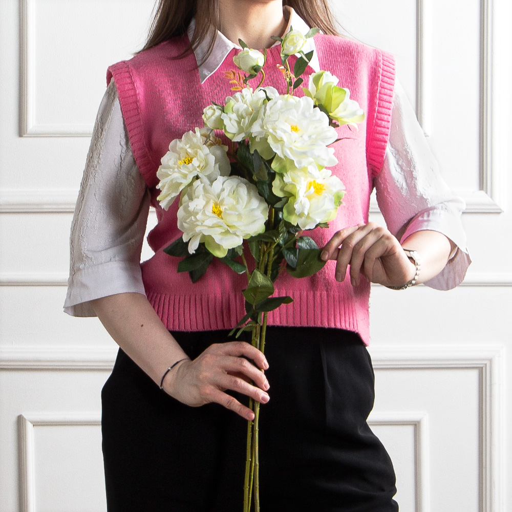 7141А/9122-0348/23(F) Гардения искусственная h72см 2головы 1бутон,белая_5