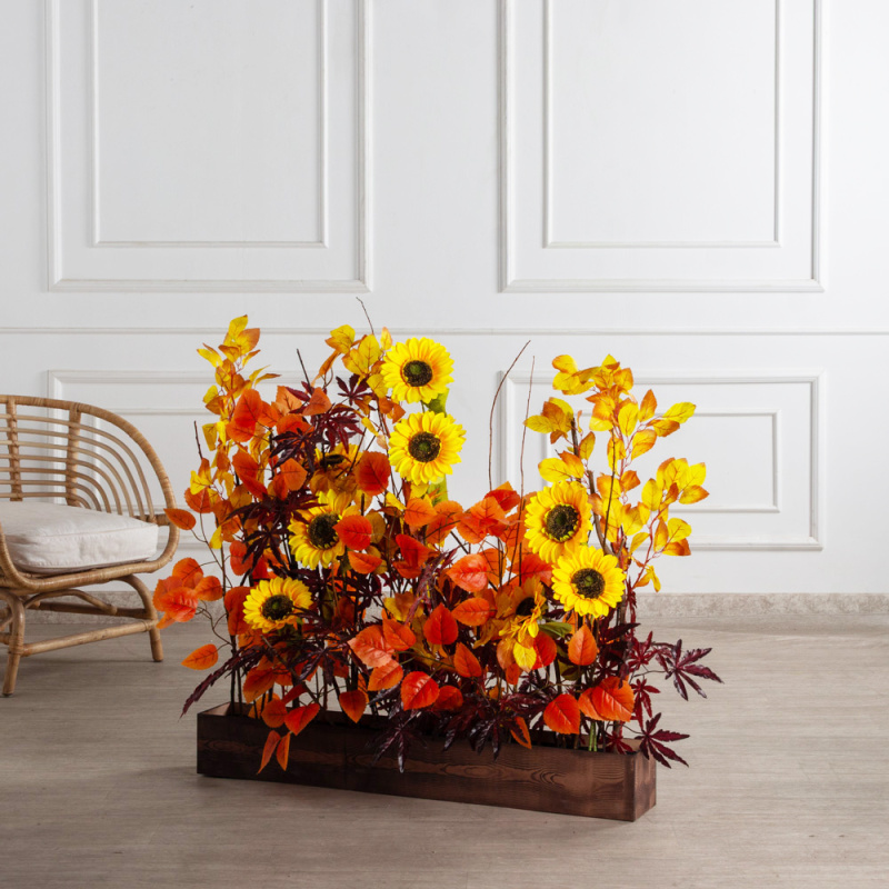 К543(Пр)(F) Композиция искусственная осенняя с подсолнухами на основании_1