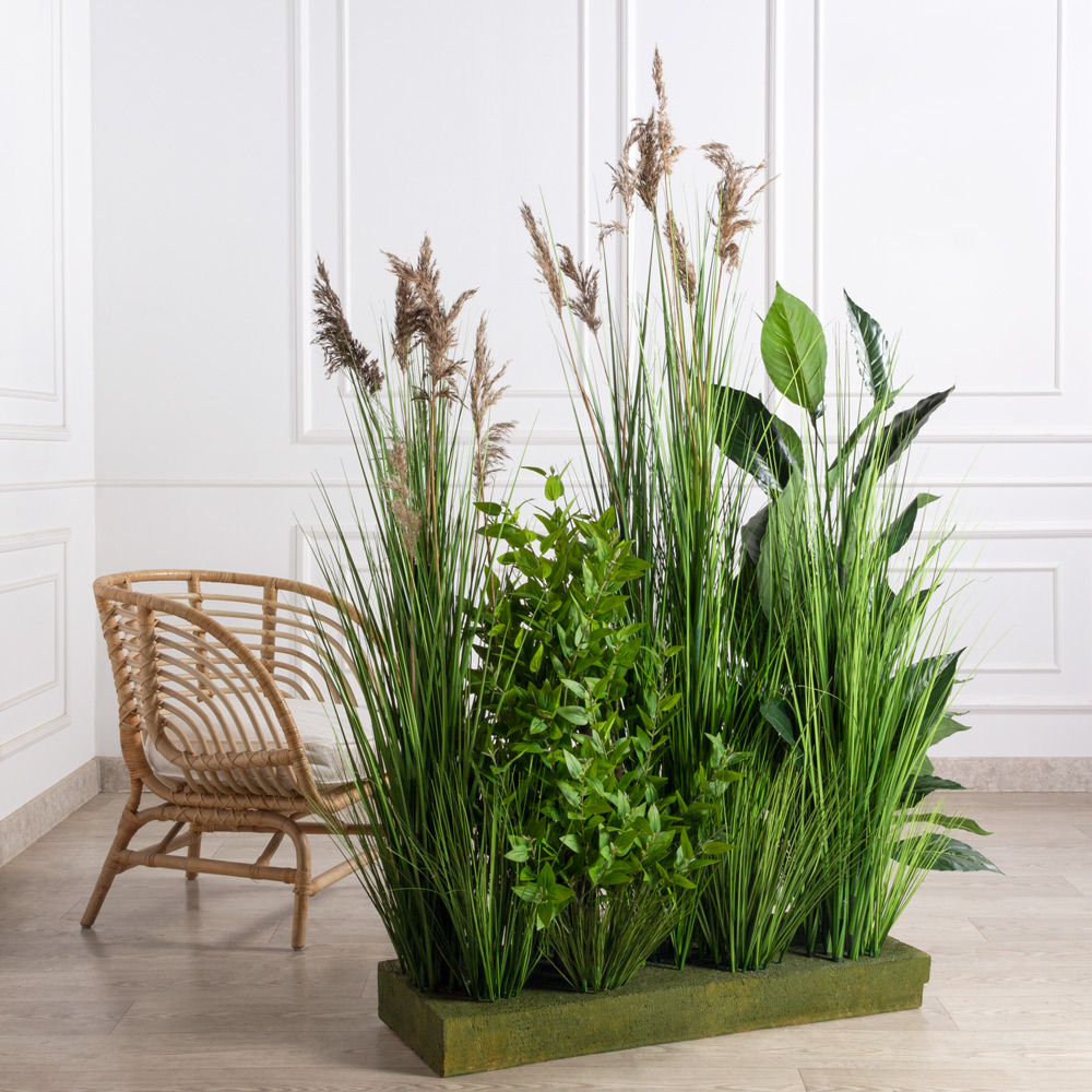 ВМ100(Пр)(F) Вставка зеленый Микс с травой на основании 95х35х10см_1