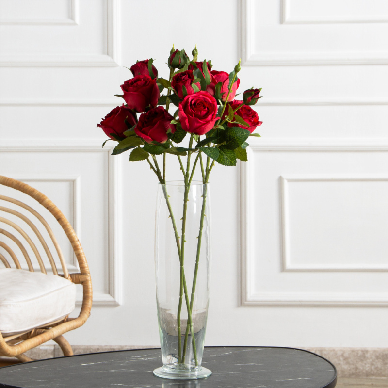 7141А/0108-0360/2(F) Роза искусственная h65см 2головы 2бутона,красная_1