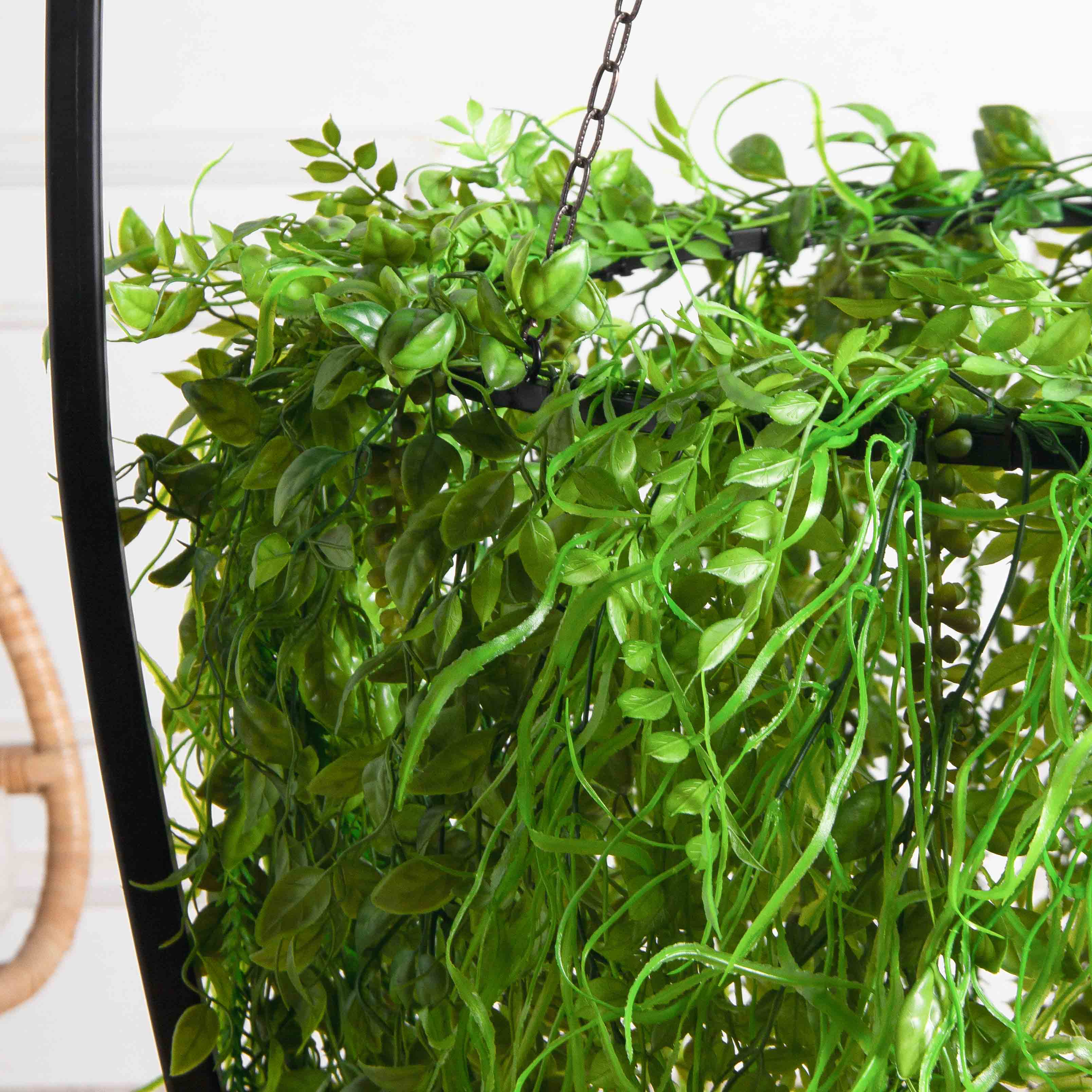 КЗ/40(з)(F) Композиция искусственная подвесная Микс ампельных растений d60см, свес 40см_3