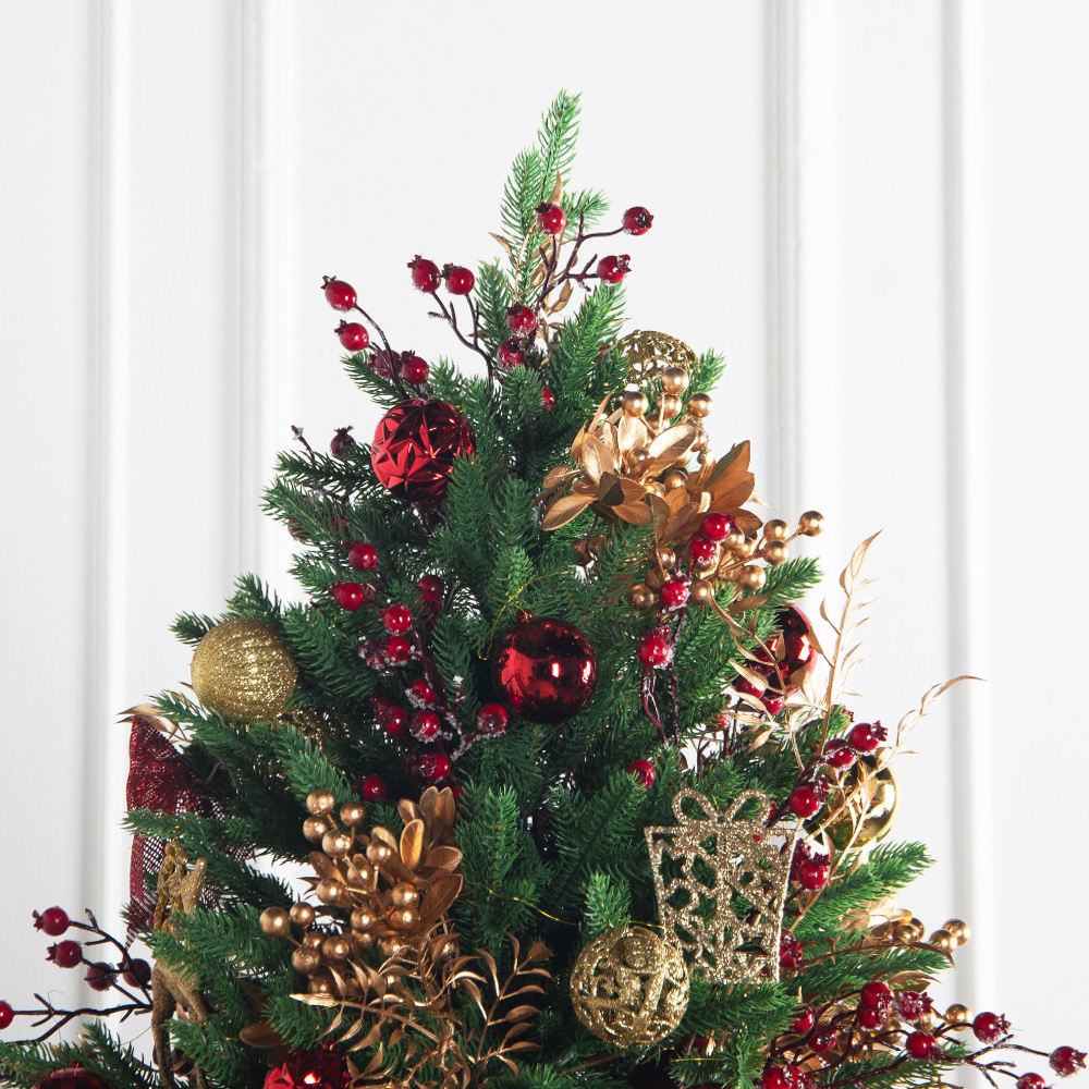 240/538(з)(F) Ель  искусственная  h240 см с украшениями бордовое, золото_3