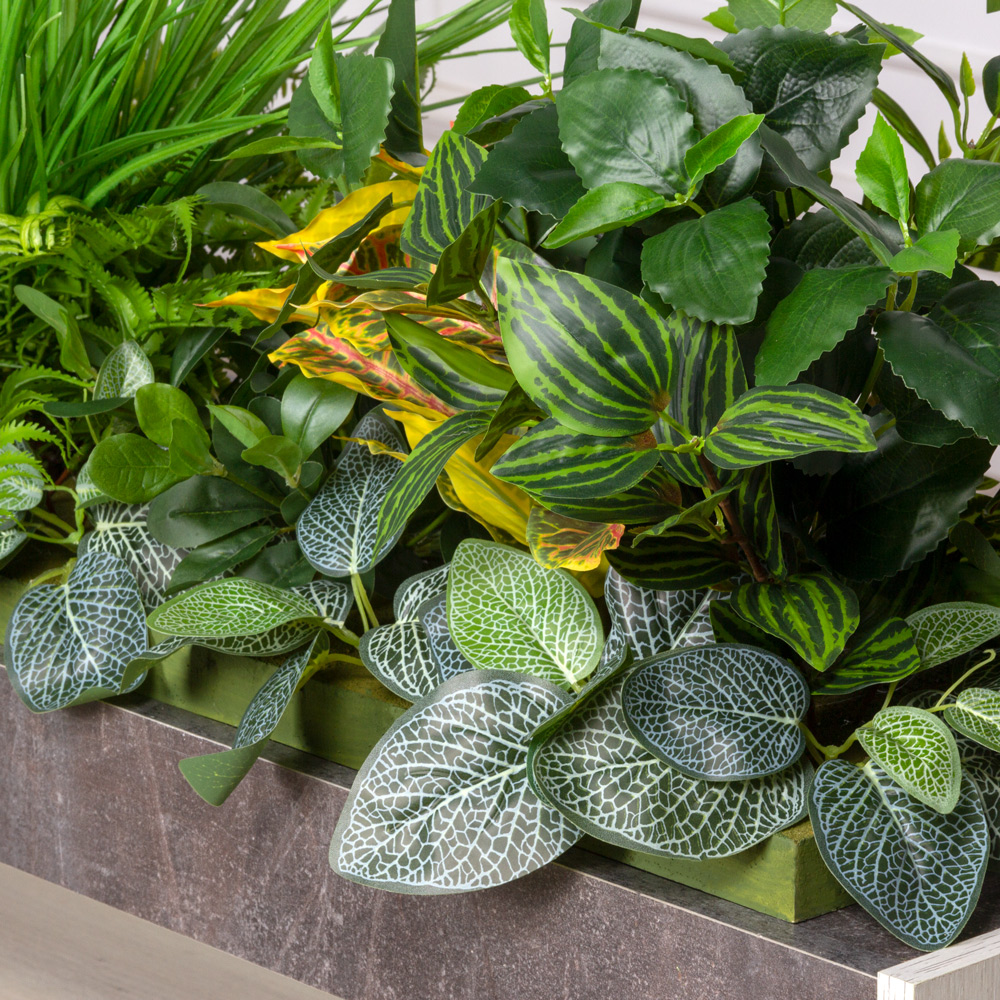 ВМ9(з) Композиция искусственная Зелень микс h30см на основании 100х18х3см_