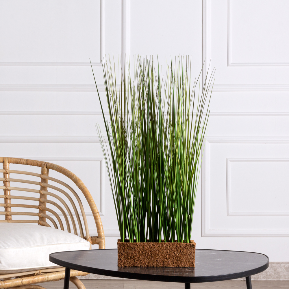 ТД007 Трава Осока искусственная в кокосовом боксе 25х8х8см (эконом)_1