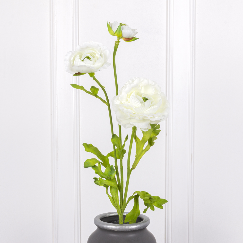 7141А/9120-06/23Р Ранункулюс искусственный 2 головы, 1 бутон, h65см, белый_1