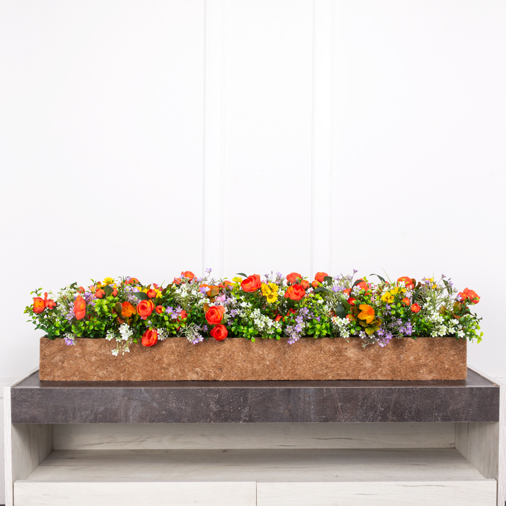 Ц600-6/5(з) Композиция искусственная Разнотравье в кокосовом боксе 100х10хh10см_2