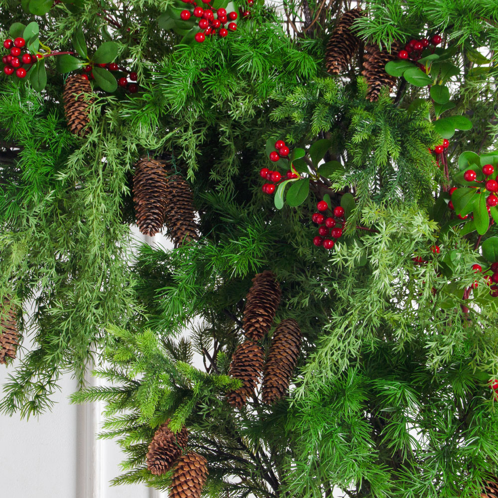 ДЛ183(Пр)(Fix)(F) Декор входной группы хвойный с ягодами h290см на прутьях,пристенный_7