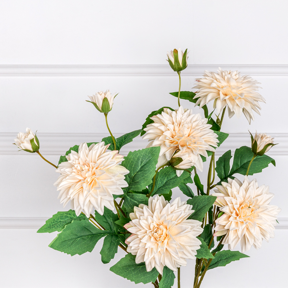 7141А/9120-24/4Р Георгин искусственный 1 голова, 1 бутон, h65см, кремовый_1