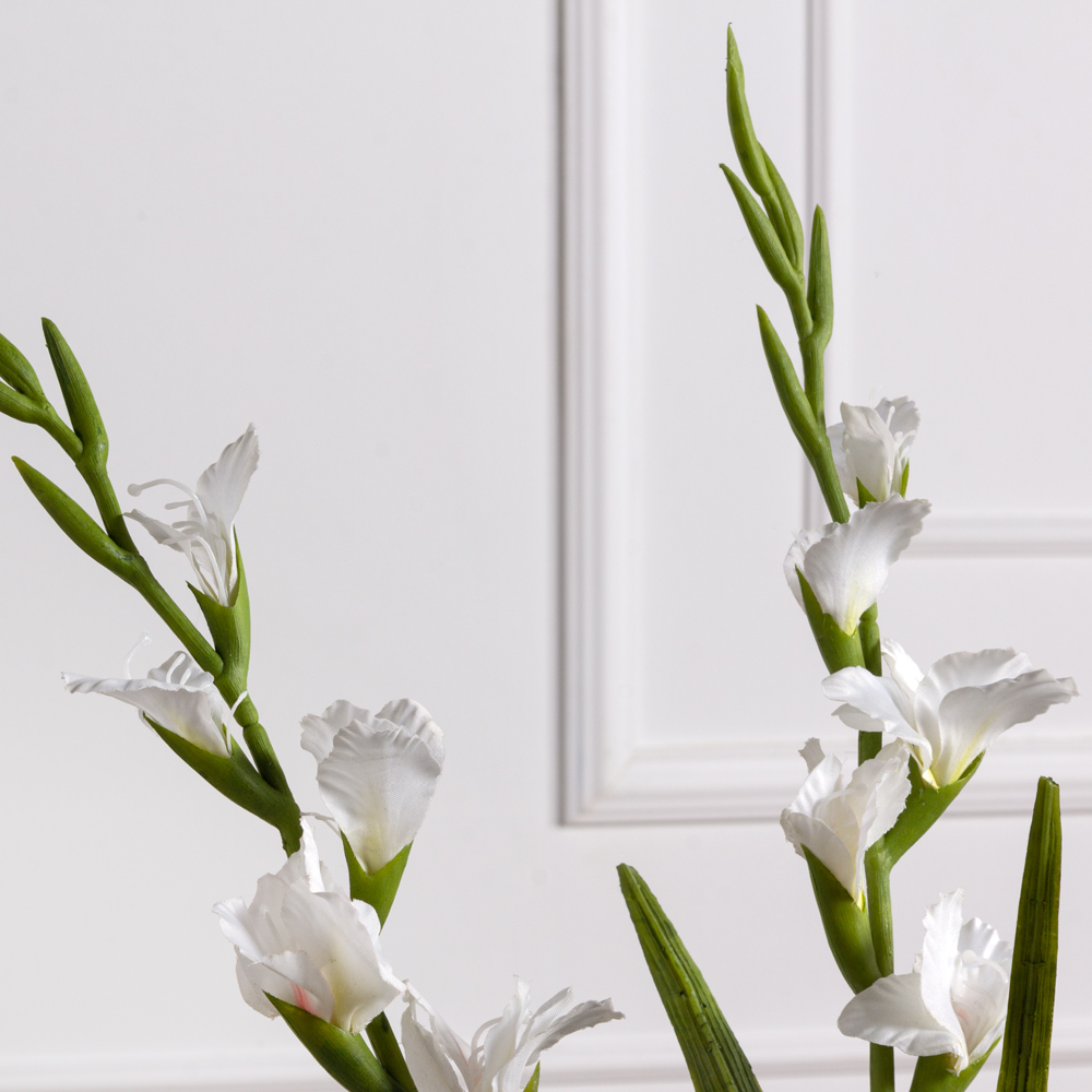 7141А/9120-26/23Р Гладиолус искусственный h85см, белый_1