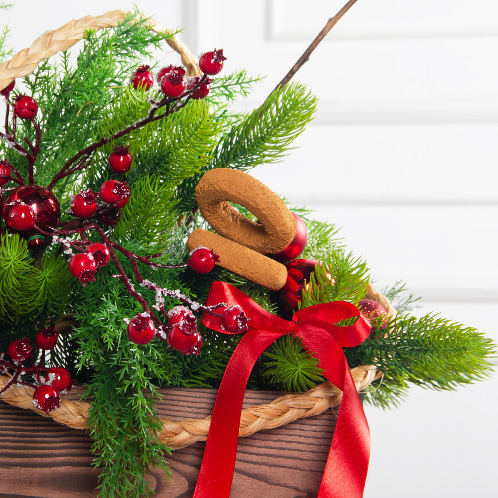 К560(Пр)(F) Композиция искусственная НГ в русском стиле, на основании_7