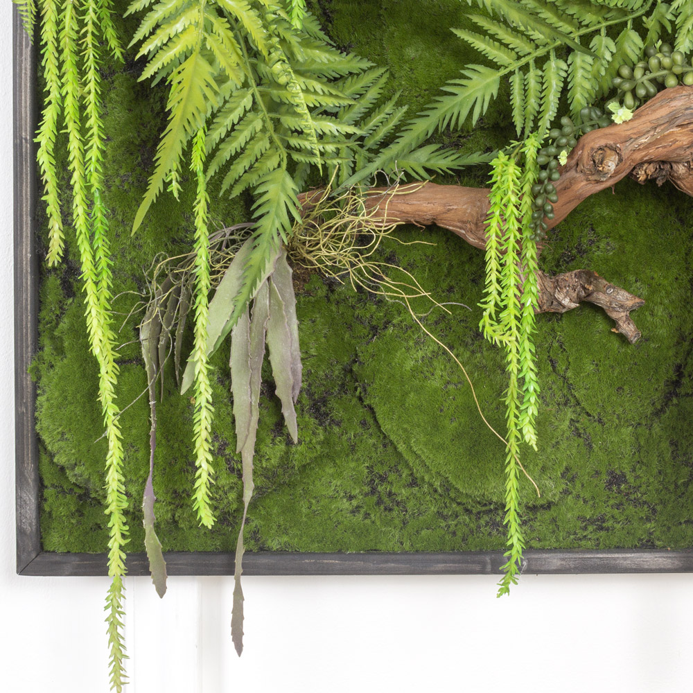 ФК26-1 Фитокартина искусственная с папоротником в деревянной раме 80хh100см_1