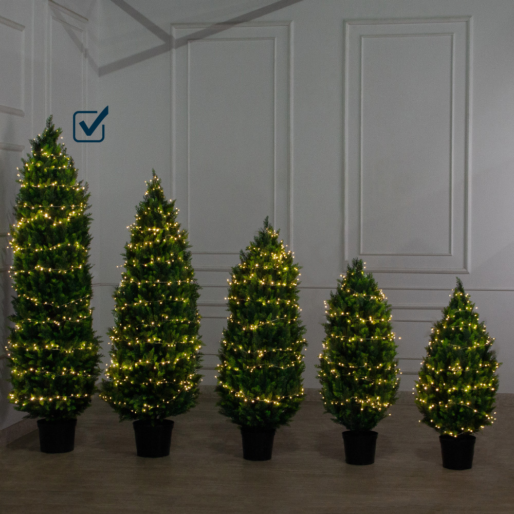 Т210/СВ03т/1460(Пр)(F) Туя искусственная конус  h210см с гирляндой Роса_6